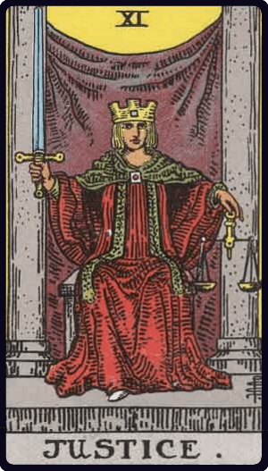 Ilustração da carta de tarô A Justiça
