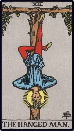 Ilustração da carta de tarô O Enforcado