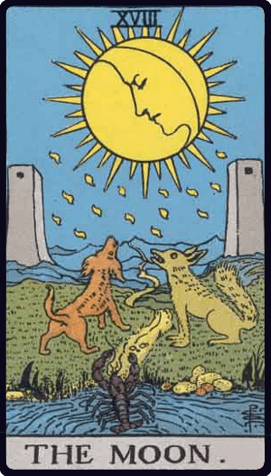 Ilustração da carta de tarô A Lua